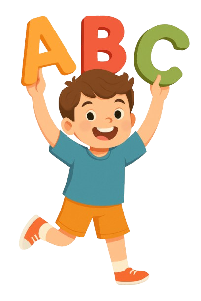 Criança com letras ABC