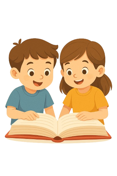 Crianças lendo um livro